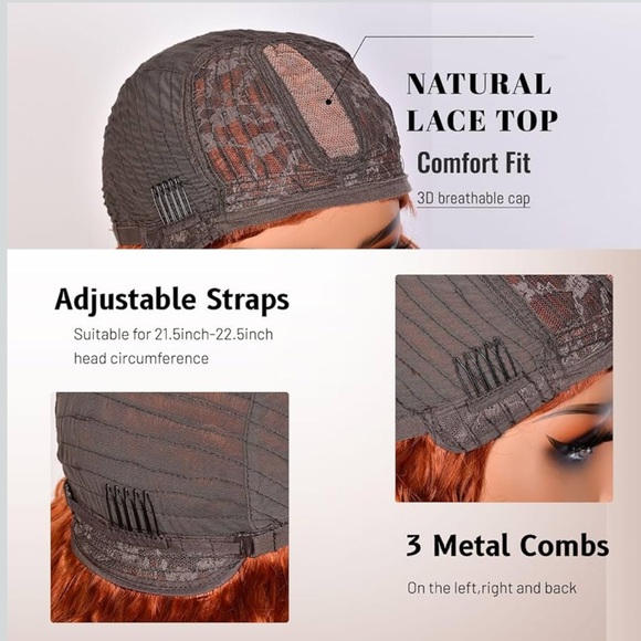 20” curly human hair wig with bangs - Picture 11 of 11